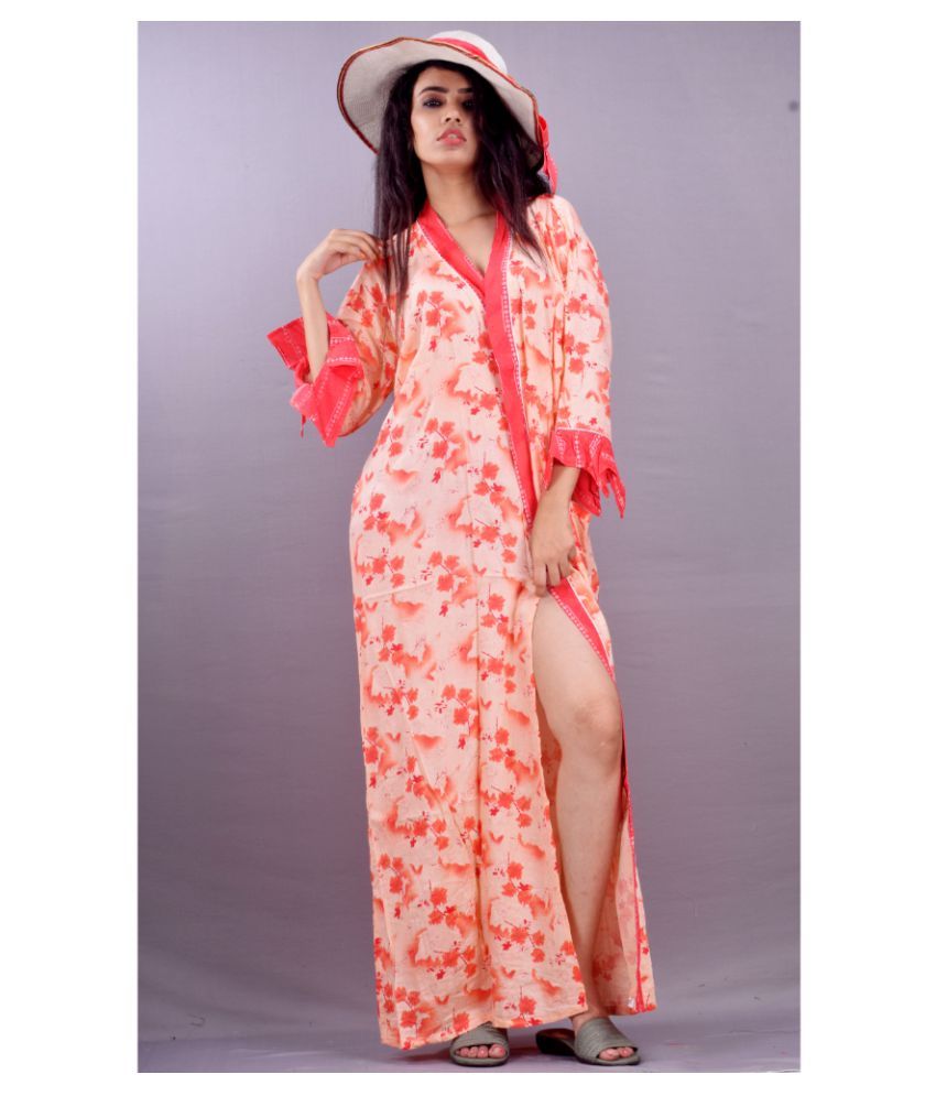     			CLYMAA Rayon Nighty & Night Gowns - Orange