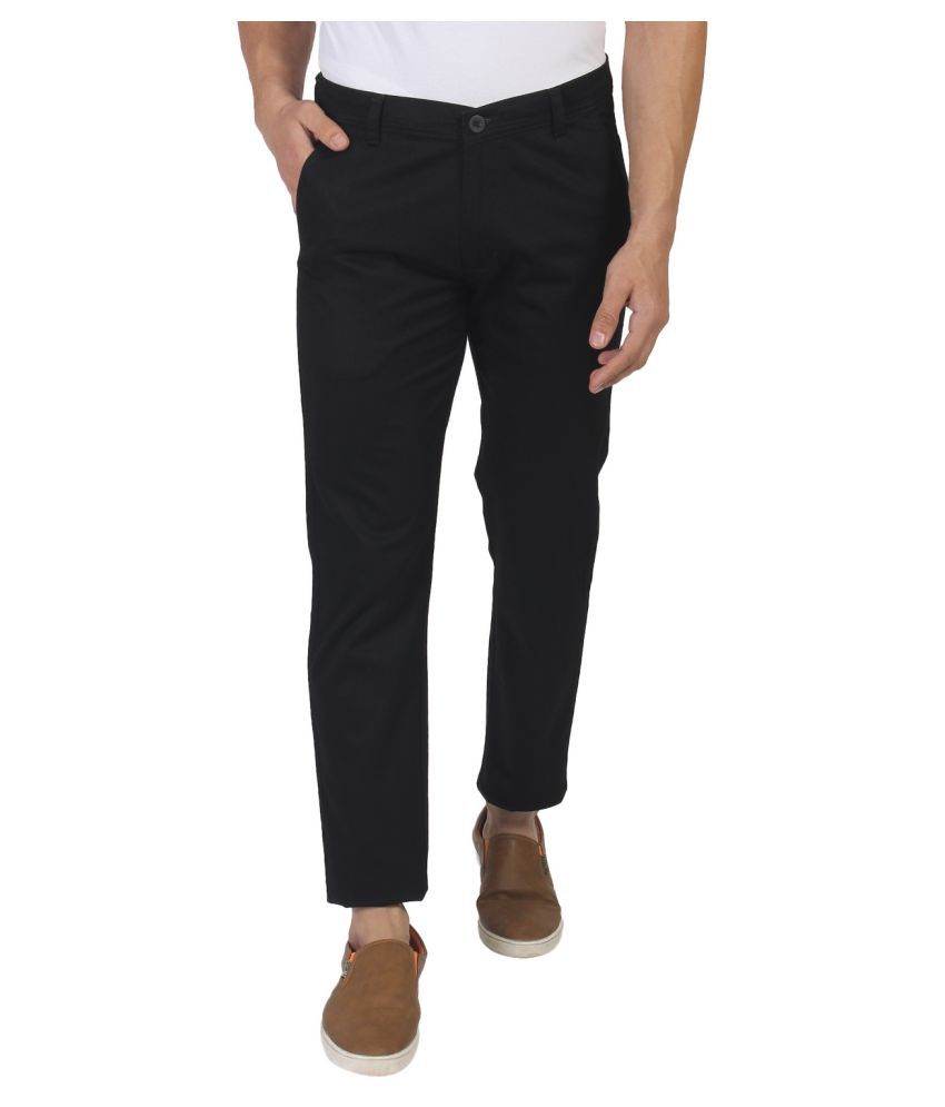 Fluidic Black Regular -Fit Flat Trousers