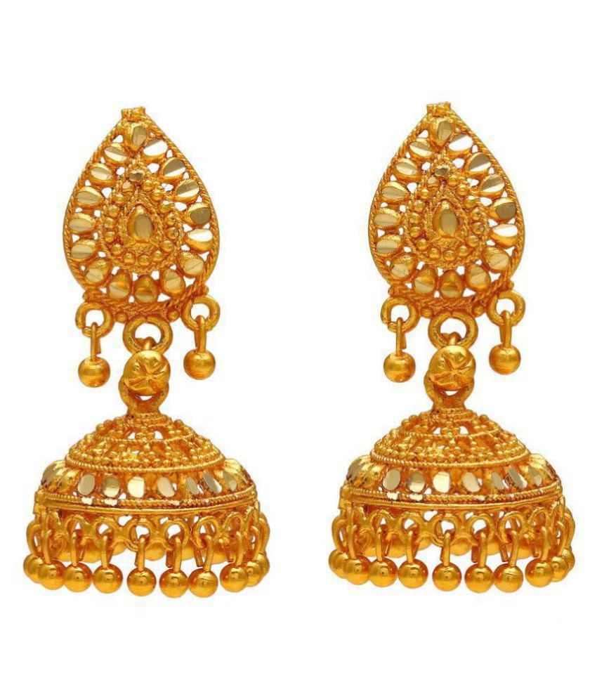     			Darshini Designs - Golden Jhumki Earrings ( Pack of 1 )