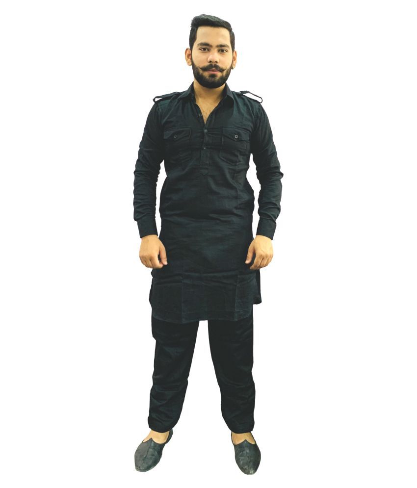     			Preen Black Cotton Blend Kurta Pyjama Set Pack of 1