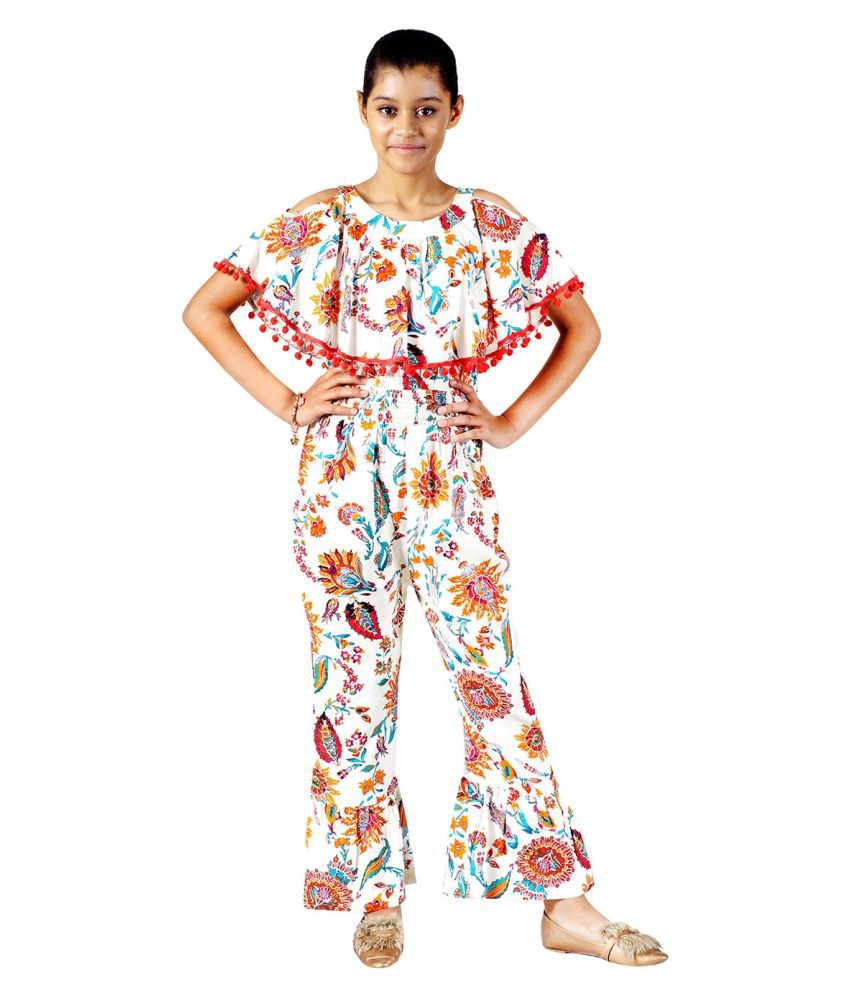     			Naughty Ninos - Off White Rayon Girls Jumpsuit ( Pack of 1 )