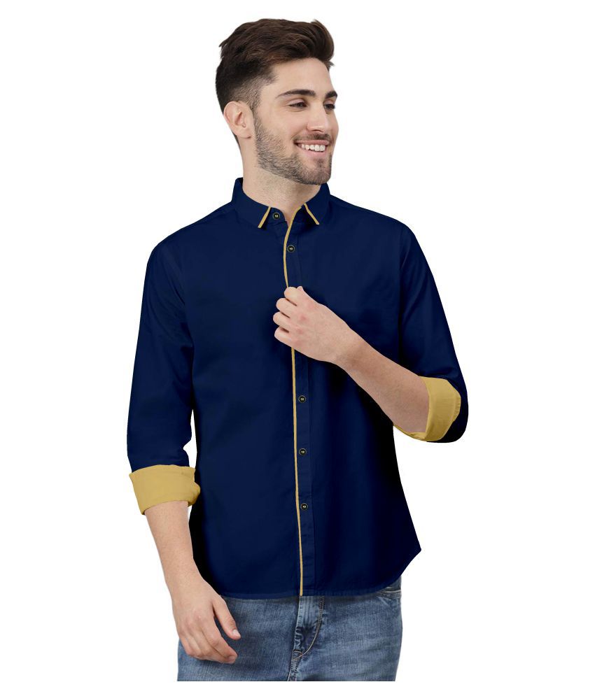     			P&V CREATIONS - Blue Cotton Blend Regular Fit Men's Casual Shirt (Pack of 1)
