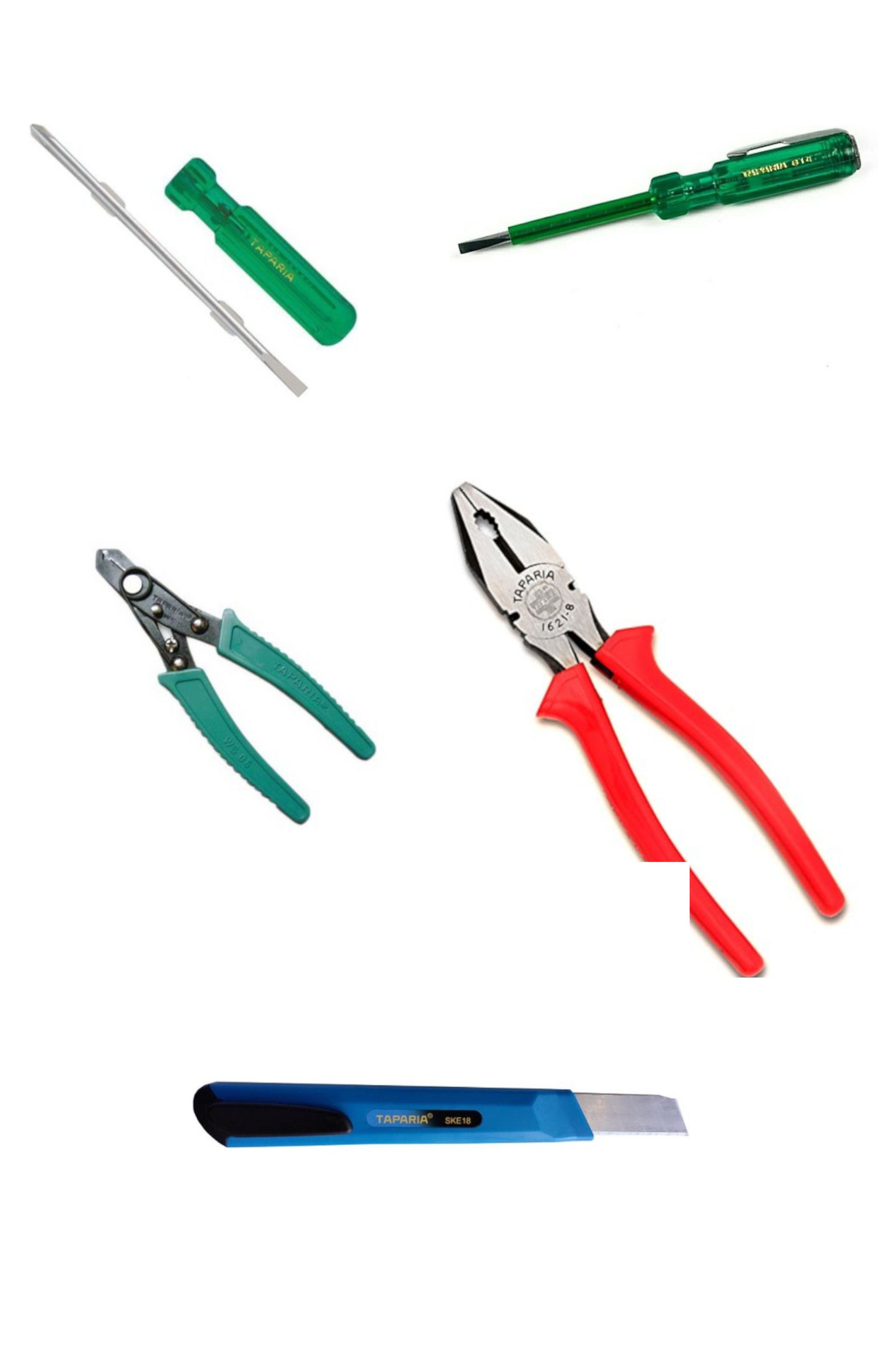 TAPARIA  Set of 5 Hand Tool Combo (Pliers 210mm/2in1 Screw Driver/Wire Stripper/ Neon Bulb Tester/Snap off Cutter)