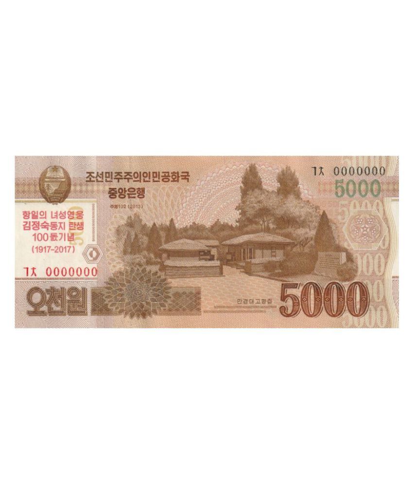     			N1- 5000 WON NORTH KOREA PACK OF 1