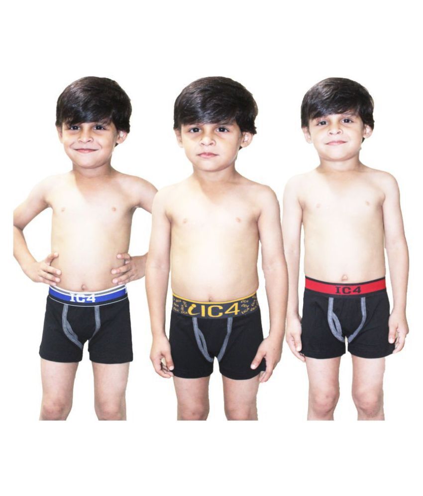     			IC4 Pack of 3 Boys Cotton Blend Trunks ( Black )