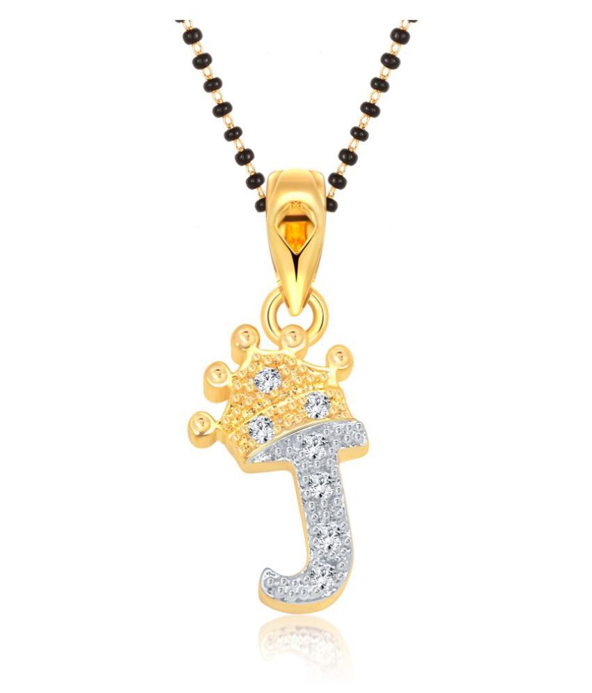     			Vighnaharta Alphabet Crown "J" Latter Mangalsutra Chain alloy (CZ) Studded Gold Plated Mangalsutra,Tanmaniya,Latter mangalsutra,Alphabet mangalsutra,initial mangalsutra for Women - [VF1556MSPG]