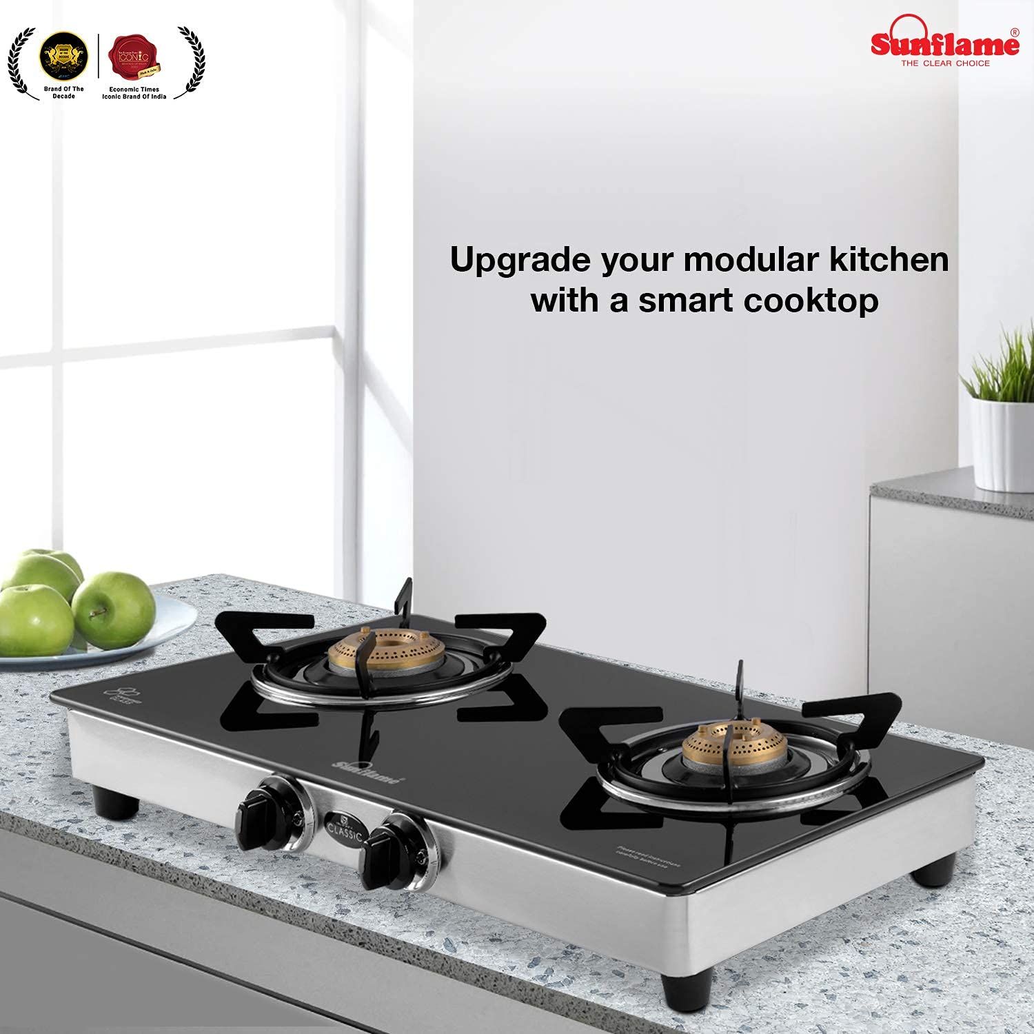 Sunflame GT Classic 2B 2 Brass Burner Gas Stove (Silver) Price in India