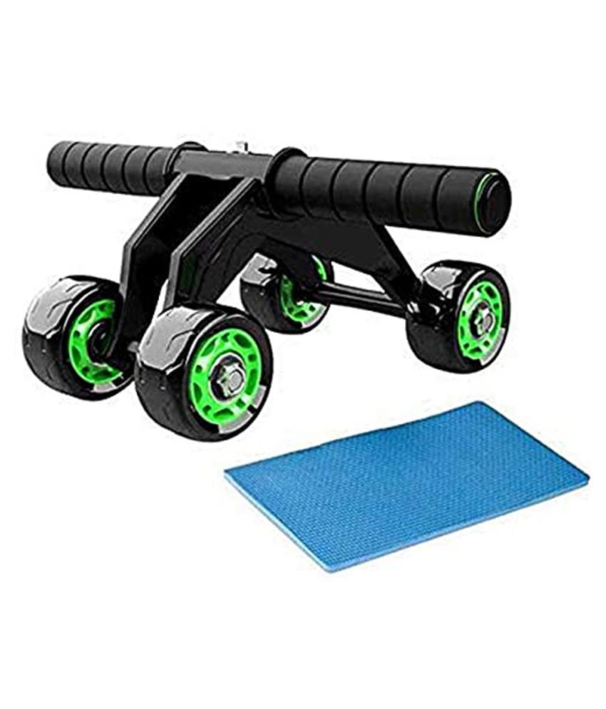 AB Roller4Wheels with Knee Pad Abdominal Abs Trainer Exercise Home Gym Equipment Ab Exerciser  (Green)