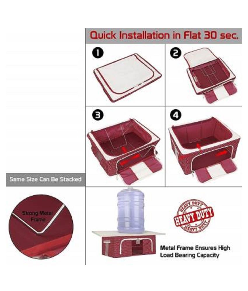 Storage Bag & Box Fabric Foldable Box Steel Frame Collapsible Wardrobe