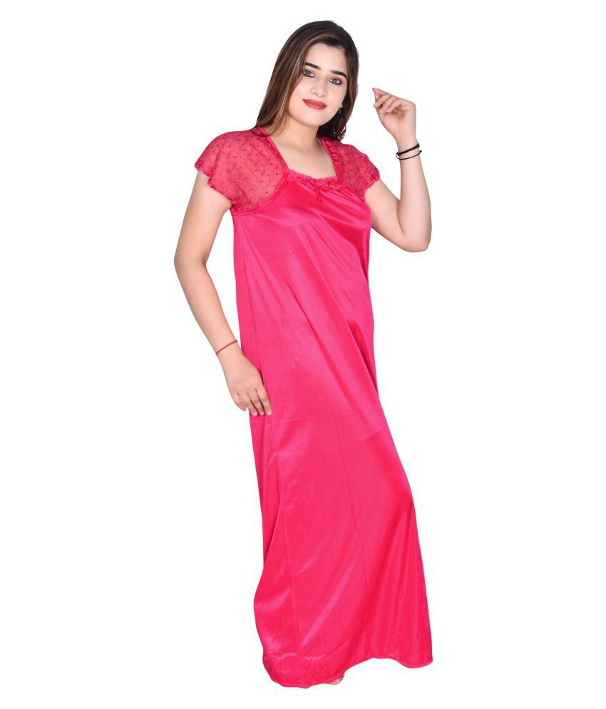 Buy Women Nighties Satin Nighty And Night Gowns Pink Single Online At Best Prices In India 