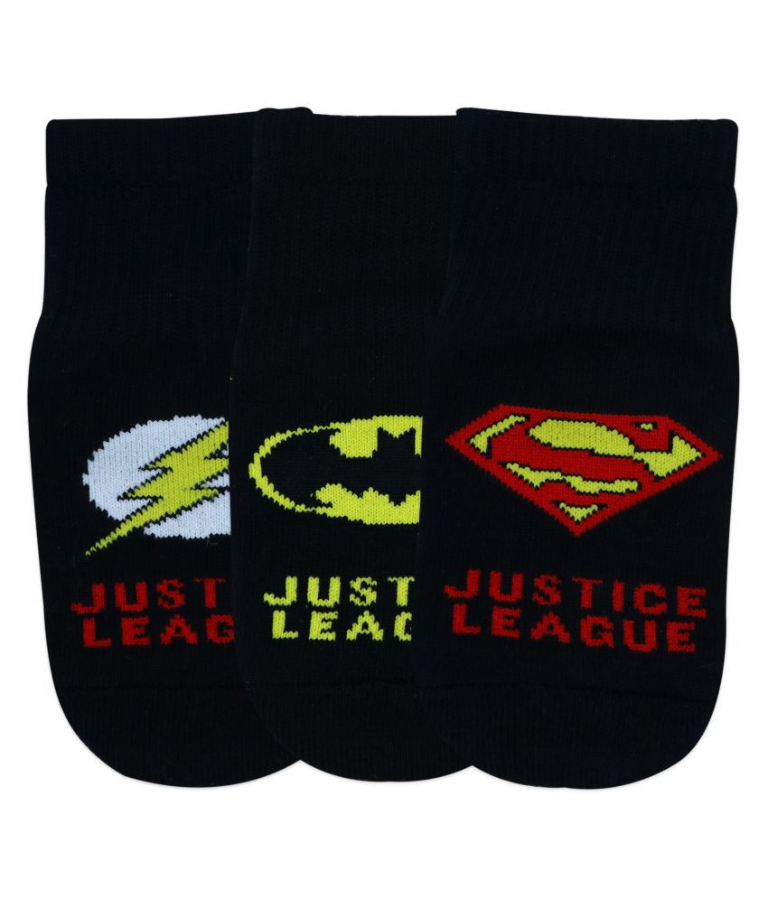 Justice League By Balenzia High Ankle Socks for Kids with Anti-Skid Silicone Technology Made with 100% Combed Cotton & Spandex(Pack Of 3)(1-2 Years)(2-4 Years)Superman, Batman, Flash