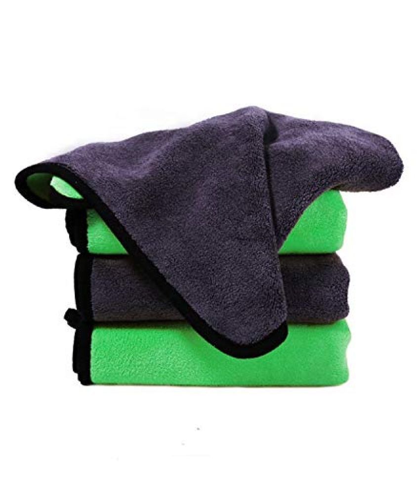 INGENS Microfiber Cloth for Car Cleaning and Detailing, Dual Sided, Extra Thick Plush Microfiber Towel Lint-Free(Pack of 4), Green 650 GSM, 40cm x 40cm …