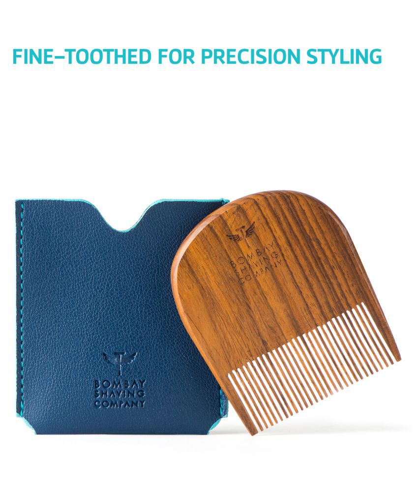 Bombay Shaving Company Fine Tooth Beard Comb (1 Pcs) | Free Faux Leather Pouch