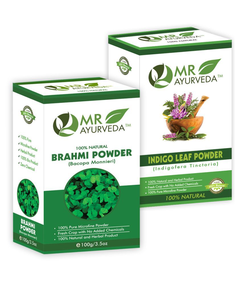     			MR Ayurveda 100% Natural Brahmi  Powder & Indigo Powder Hair Scalp Treatment 200 g Pack of 2
