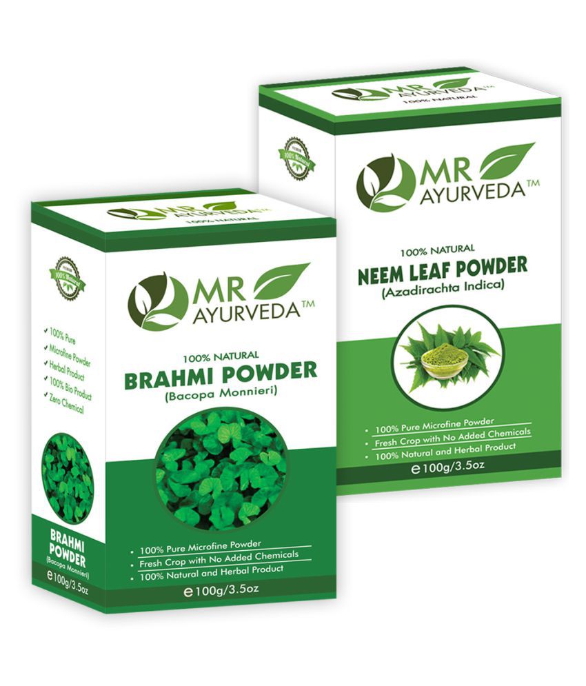     			MR Ayurveda 100% Natural Brahmi  Powder & Neem Powder Hair Scalp Treatment 200 g Pack of 2