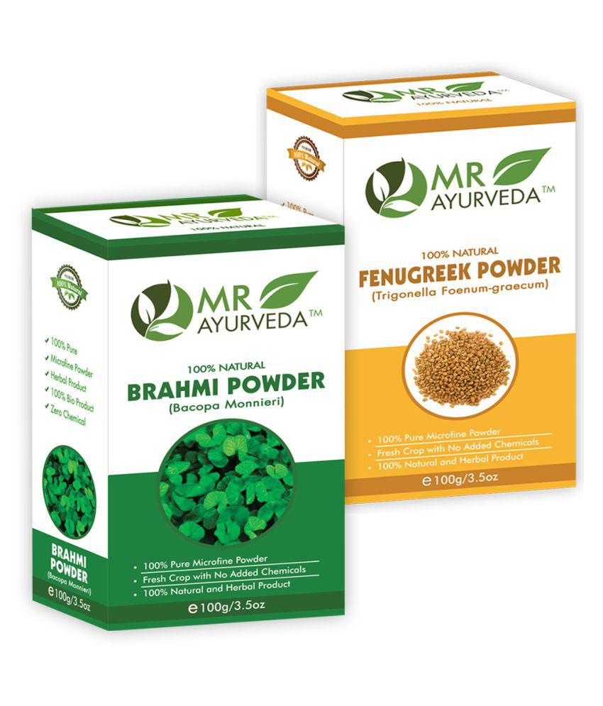    			MR Ayurveda 100% Natural Brahmi  Powder & Fenugreek Powder Hair Scalp Treatment 200 g Pack of 2