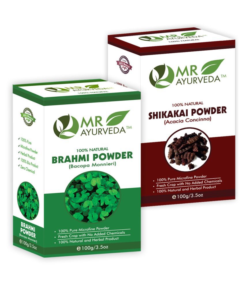     			MR Ayurveda 100% Organic Brahmi  Powder and Shikakai Powder Hair Scalp Treatment 200 g Pack of 2