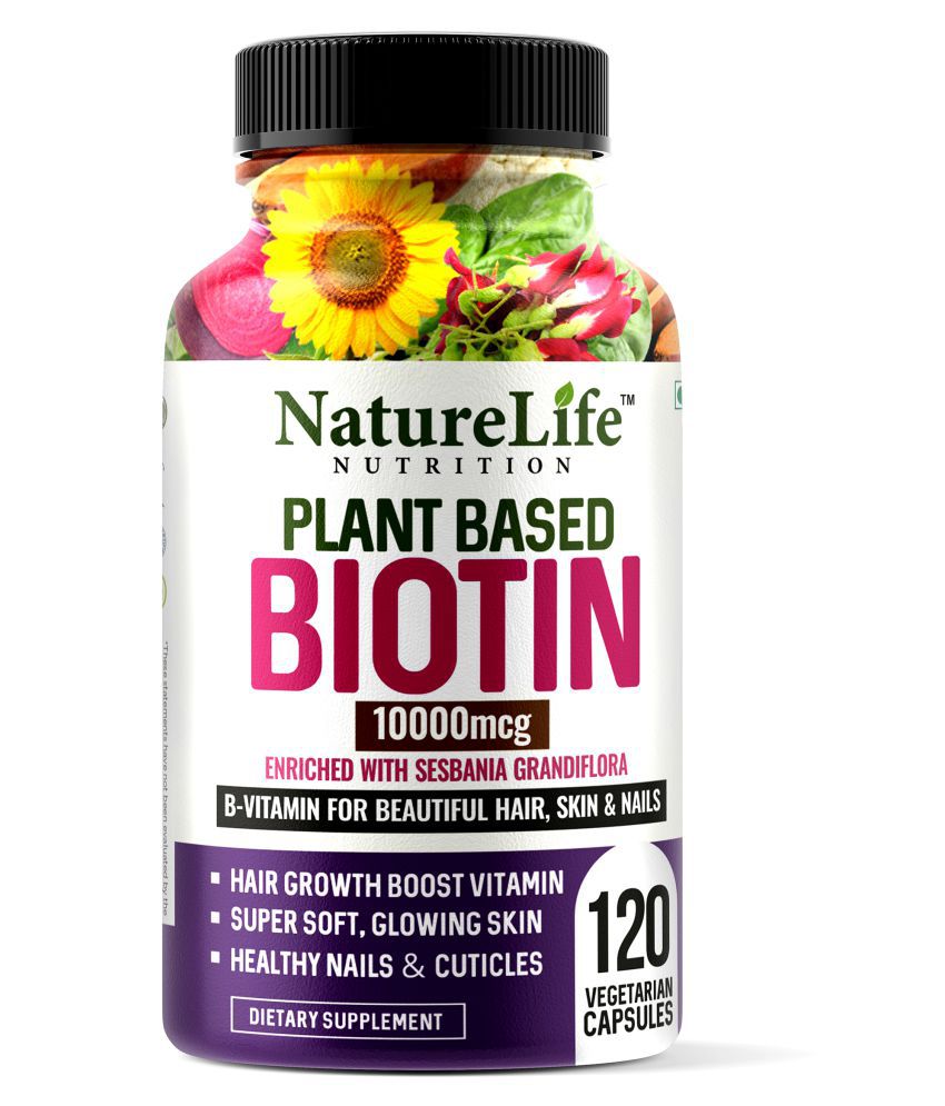 NatureLife Nutrition Plant Based Biotin 10000mcg I Enriched with Sesbania Grandiflora 120 no.s Multivitamins Capsule