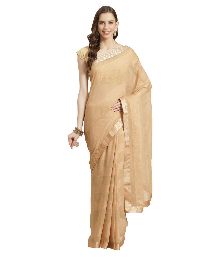     			Shaily Retails Beige Brasso Saree - Single