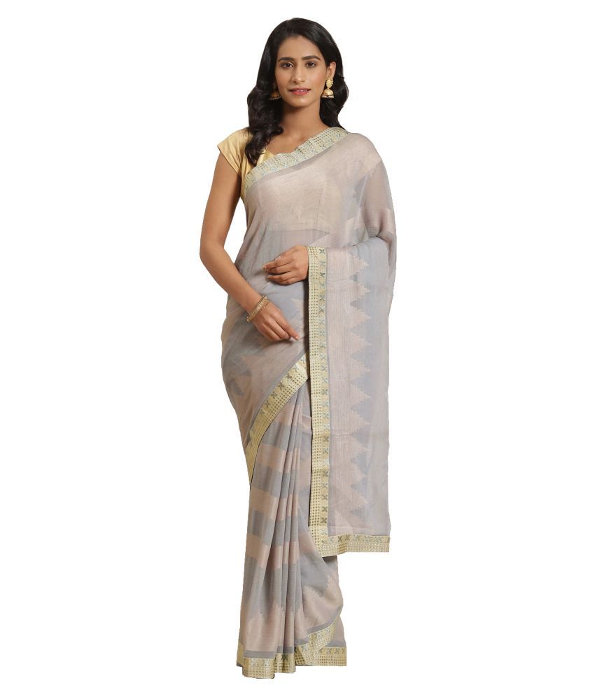     			Shaily Retails Grey Brasso Saree - Single