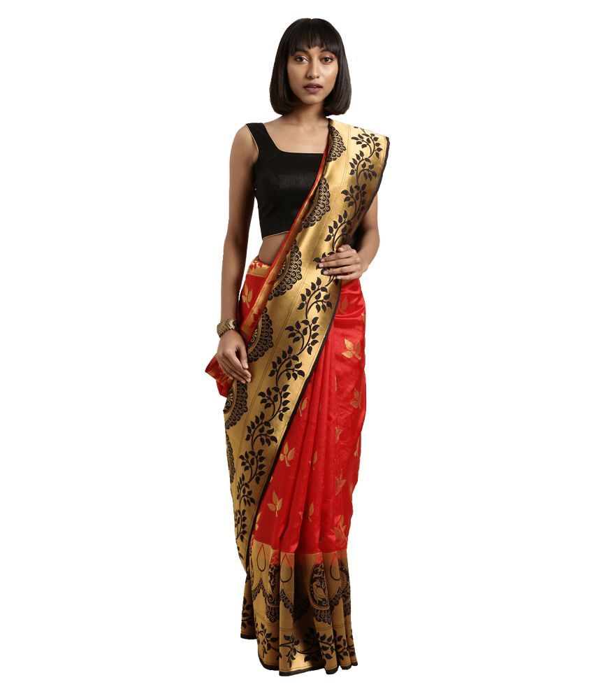     			Shaily Retails Red Cotton Saree - Single