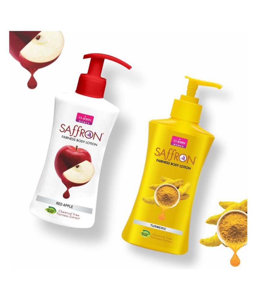     			VI-JOHN Saffron Fairness Body Lotion Turmeric & Red Apple 250ml Each (500ml) - Pack of 2