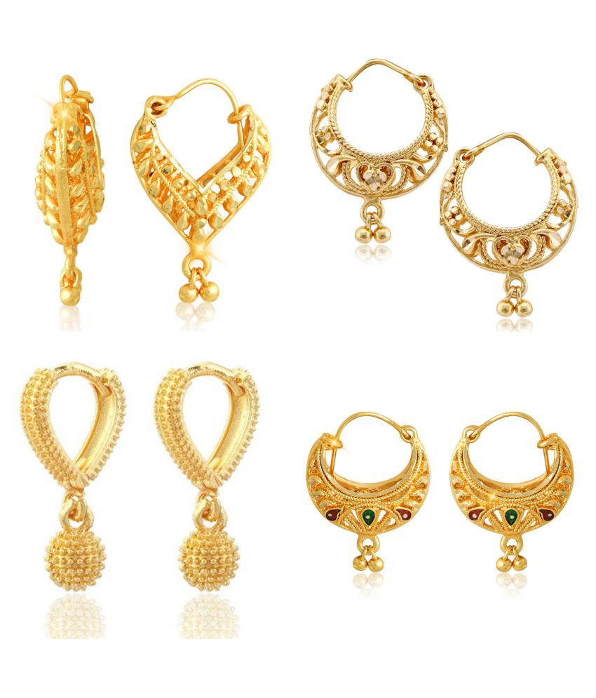    			Vighnaharta Allure Charming Alloy Gold Plated Bali Earring Combo set For Women and Girls ( Pack of- 4 Pair Earrings)-VFJ1179-1180-1181-1167ERG