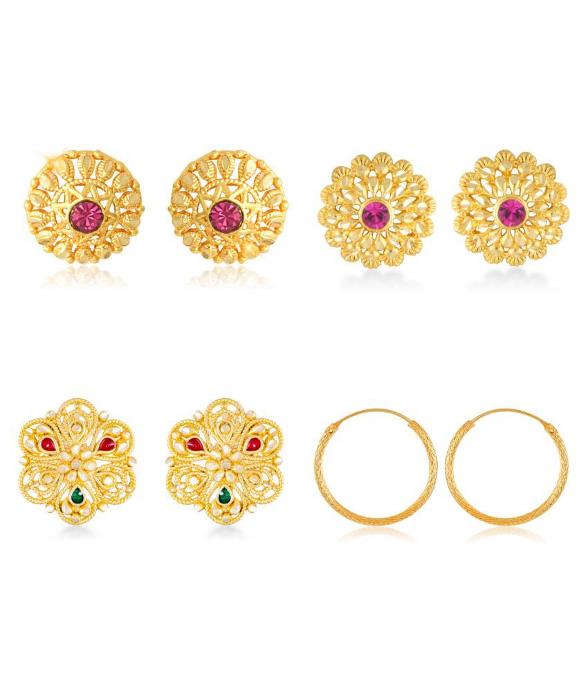     			Vighnaharta Allure Charming Alloy Gold Plated Stud Earring Combo set For Women and Girls ( Pack of- 4 Pair Earrings)-VFJ1192-1234-1197-1318ERG