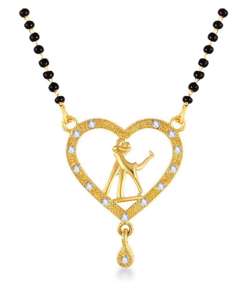    			Vighnaharta Latest American Diamond (CZ) Studded Gold Plated Valentine Day Love Propose Design Alloy Mangalsutra Tanmaniya for Women - [VF1543MSPG]