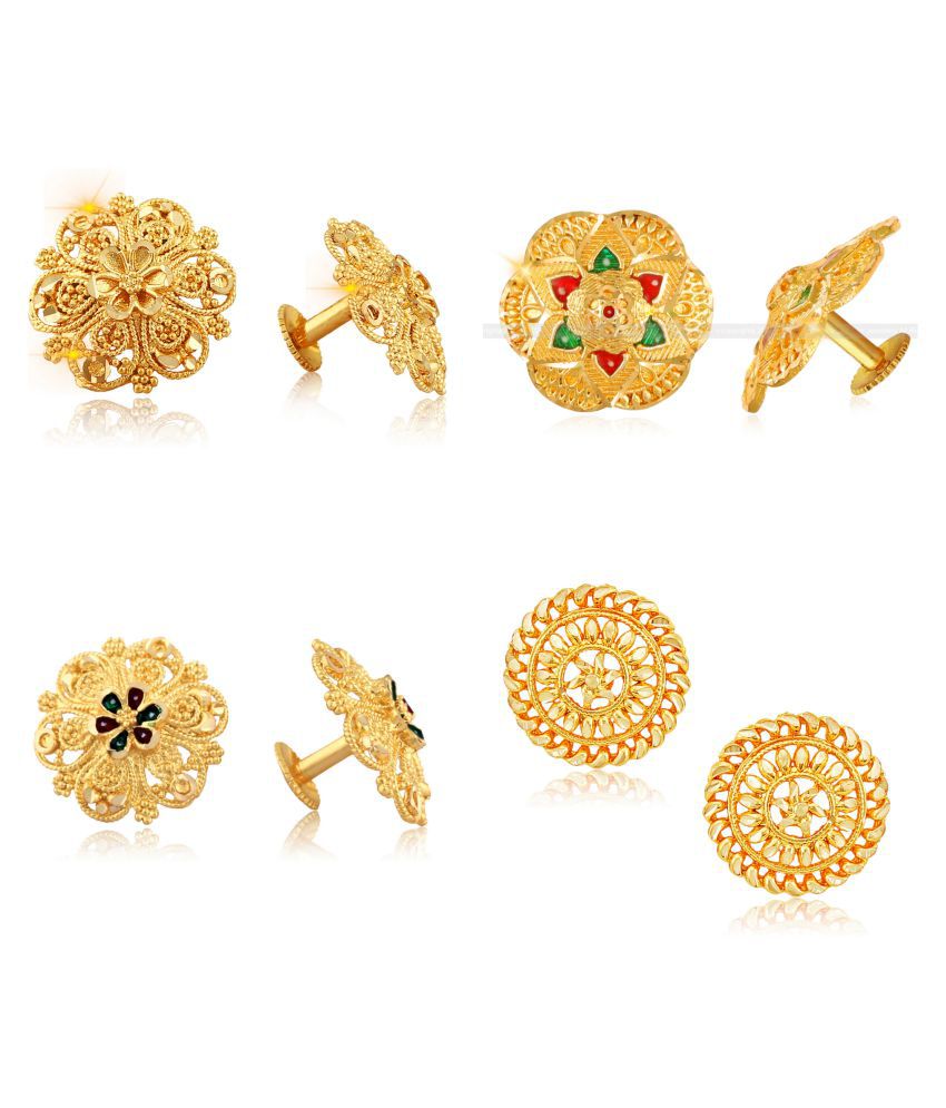     			Vighnaharta Shimmering Bejeweled Alloy Gold Plated Stud Earring Combo set For Women and Girls ( Pack of- 4 Pair Earrings)-VFJ1086-1099-1109-1346ERG
