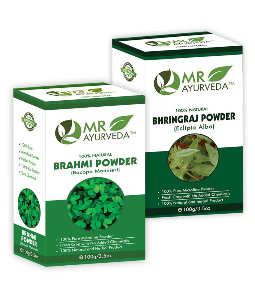     			MR Ayurveda 100% Natural Brahmi  Powder & Bhringraj Powder Hair Scalp Treatment 200 g Pack of 2