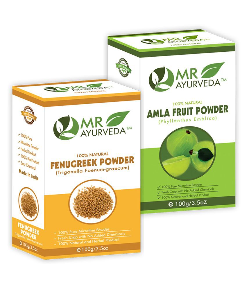     			MR Ayurveda 100% Natural Fenugreek Powder and Amla Powder Hair Scalp Treatment 200 g Pack of 2