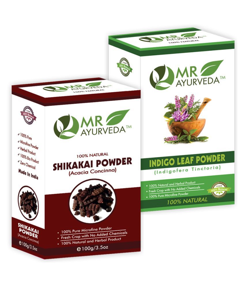     			MR Ayurveda 100% Herbal Shikakai Powder and Indigo Powder Hair Scalp Treatment 200 g Pack of 2