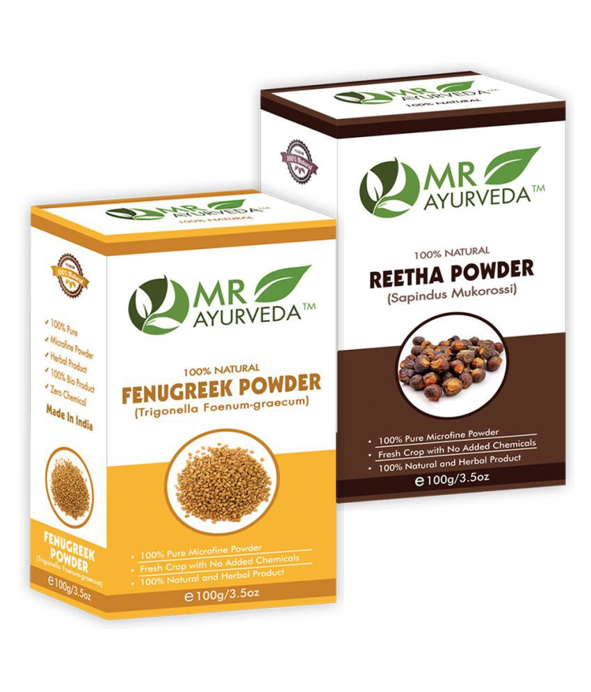     			MR Ayurveda Reetha Powder and Fenugreek Powder Hair Scalp Treatment 200 g Pack of 2