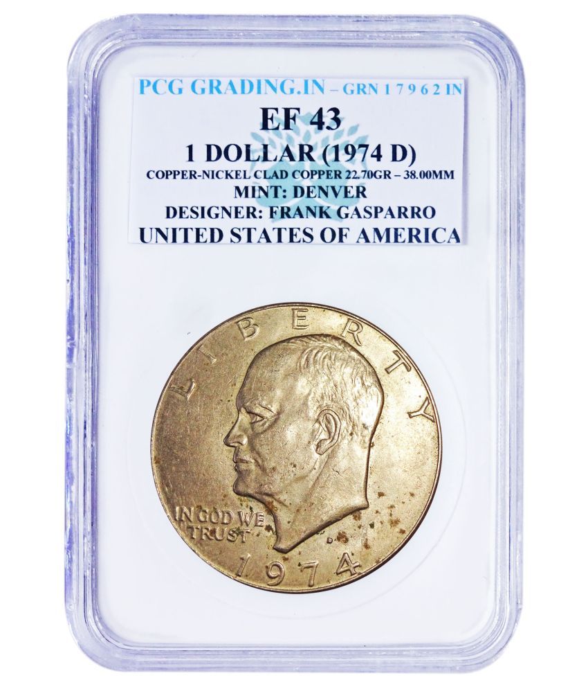     			PCG GRADING 1 DOLLAR (1974 D) MINT: DENVER DESIGNER: FRANK GASPARRO UNITED STATES OF AMERICA COPPER-NICKLE COIN