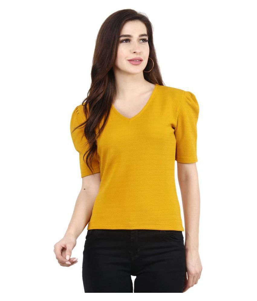     			POPWINGS Polyester Regular Tops - Yellow Single