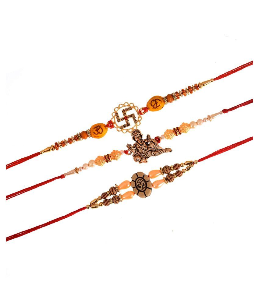     			Rakhi Set With Roli chawal & Card Multicolour Pack of 3