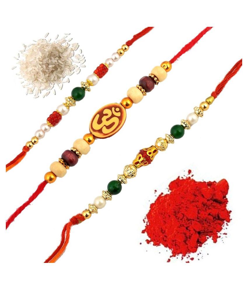     			Rakhi Set With Roli chawal & Card Multicolour Pack of 3