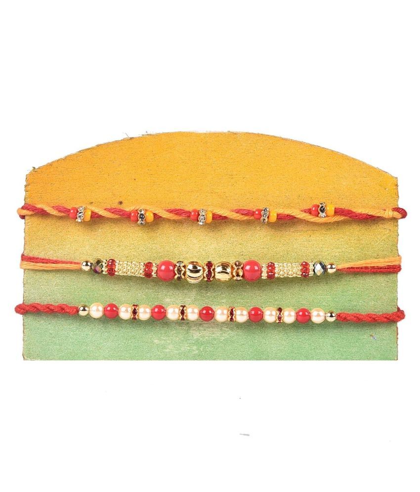     			Rakhi Set With Roli chawal & Card Multicolour Pack of 3