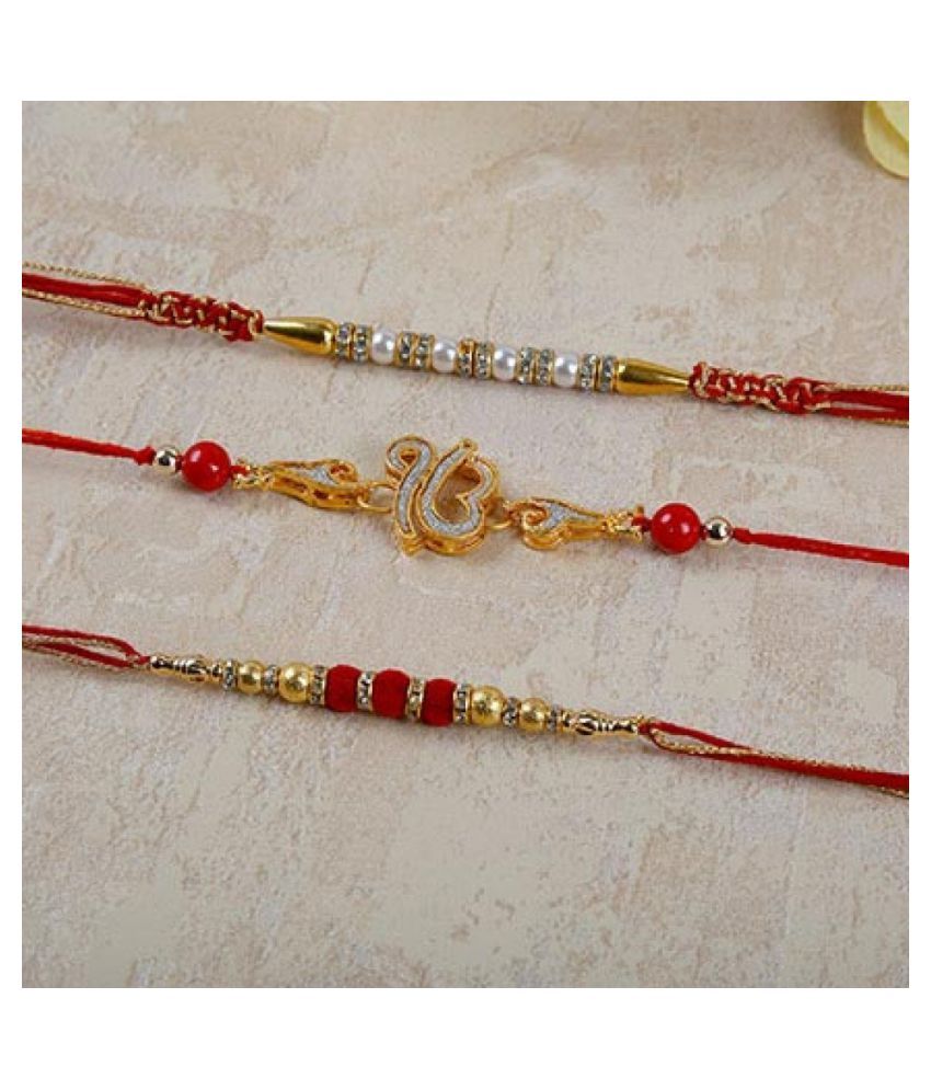     			Rakhi Set With Roli chawal & Card Multicolour Pack of 3