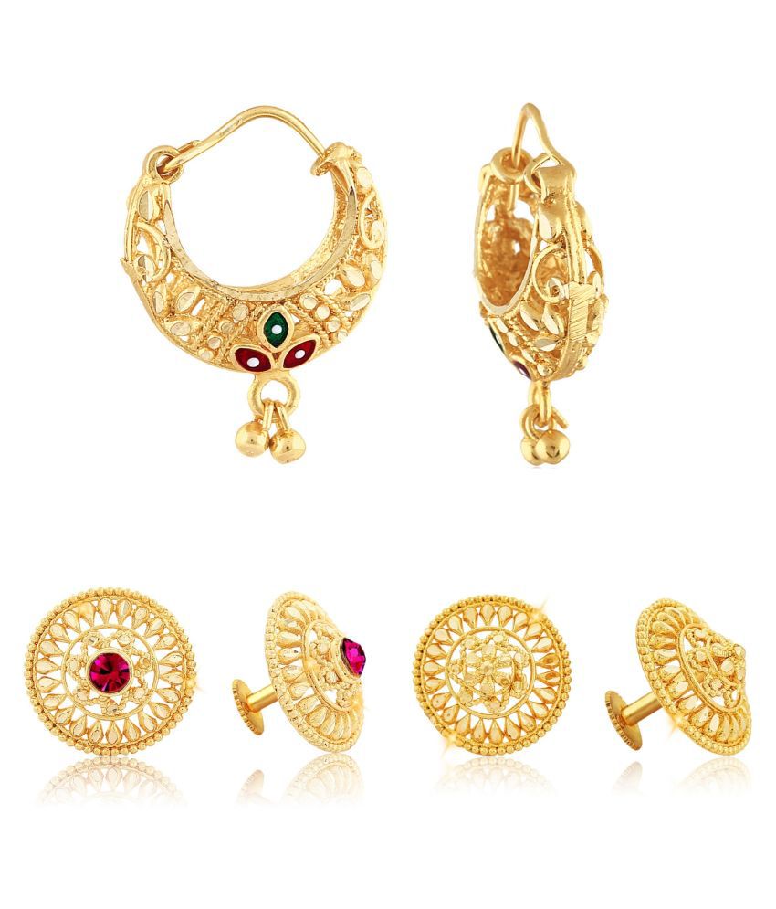     			Vighnaharta Allure Charming Alloy Gold Plated Stud and Chandbali Earring Combo set For Women and Girls  Pack of- 3 Pair Earrings- VFJ1101-1123-1118ERG