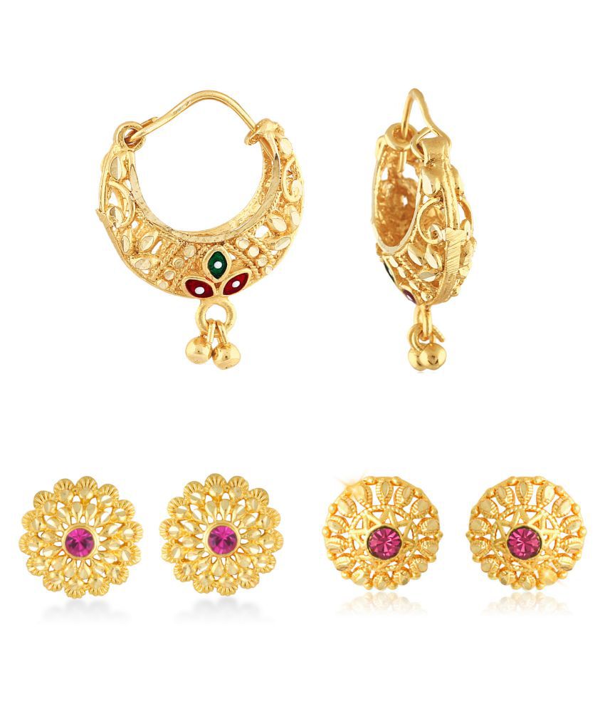     			Vighnaharta Allure Charming Alloy Gold Plated Stud and Chandbali Earring Combo set For Women and Girls  Pack of- 3 Pair Earrings- VFJ1101-1192-1234ERG