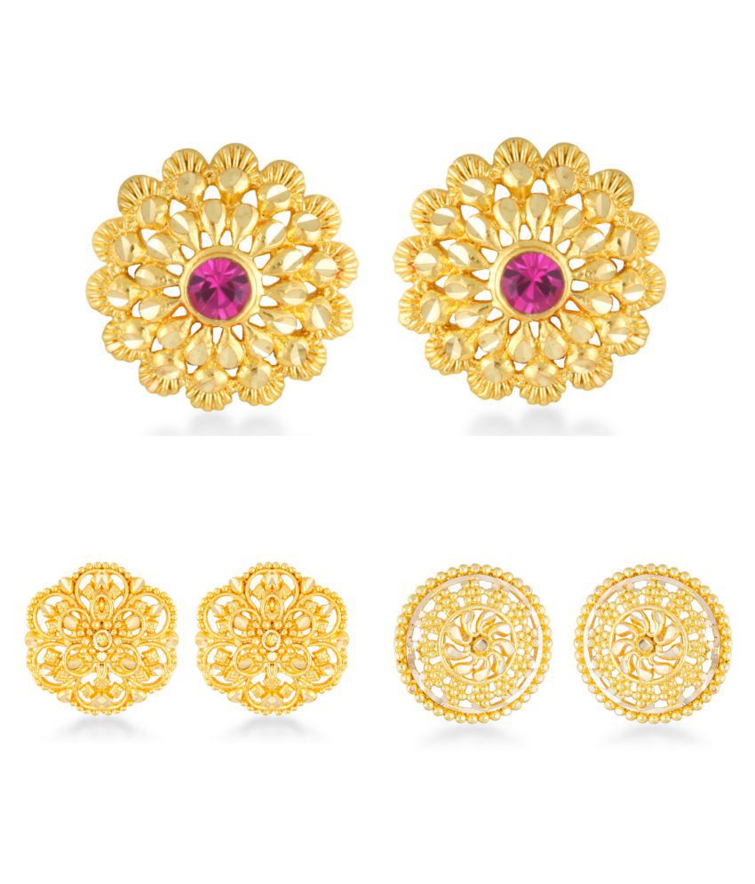     			Vighnaharta Sizzling Charming Alloy Gold Plated Stud Earring Combo set For Women and Girls  Pack of- 3 Pair Earrings- VFJ1198-1199-1234ERG