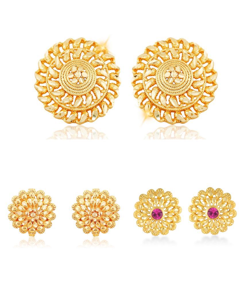     			Vighnaharta Sizzling Charming Alloy Gold Plated Stud Earring Combo set For Women and Girls  Pack of- 3 Pair Earrings- VFJ1171-1112-1234ERG