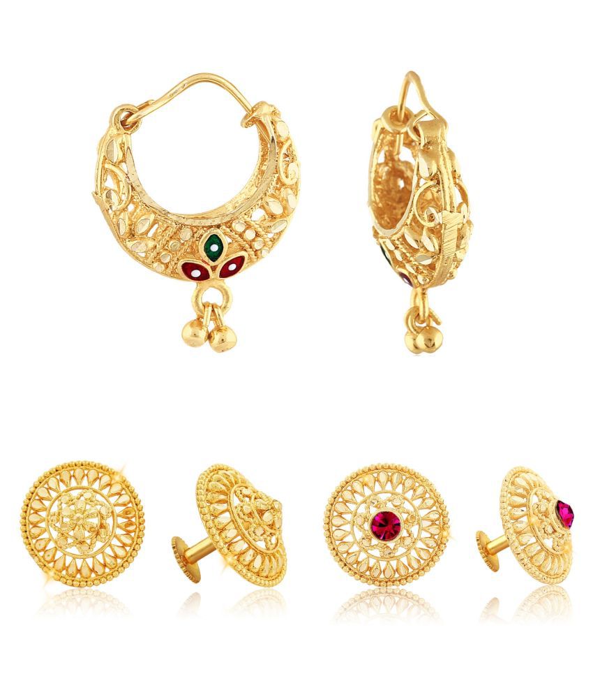     			Vighnaharta Sizzling Charming Alloy Gold Plated Stud  and Chandbali Earring Combo set For Women and Girls  Pack of- 3 Pair Earrings- VFJ1101-1118-1123ERG