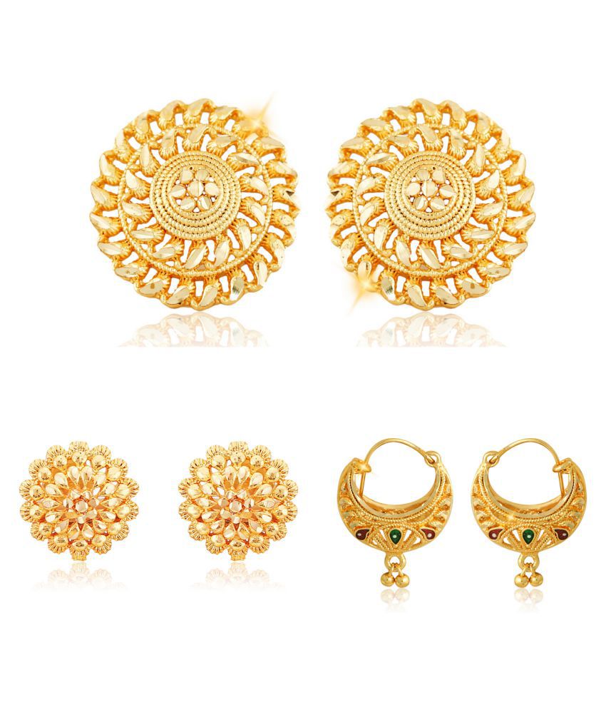     			Vighnaharta Sizzling Chunky Alloy Gold Plated Stud Earring Combo set For Women and Girls  Pack of- 3 Pair Earrings- VFJ1112-1171-1181ERG