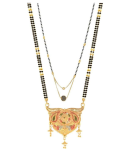 Traditional Necklace Pendant Hand Meena 30inch Long and 18inch short free Size Chain Combo Of 2 Mangalsutra/Tanmaniya/nallapusalu/Black Beads For Women and Girls Brass Mangalsutra