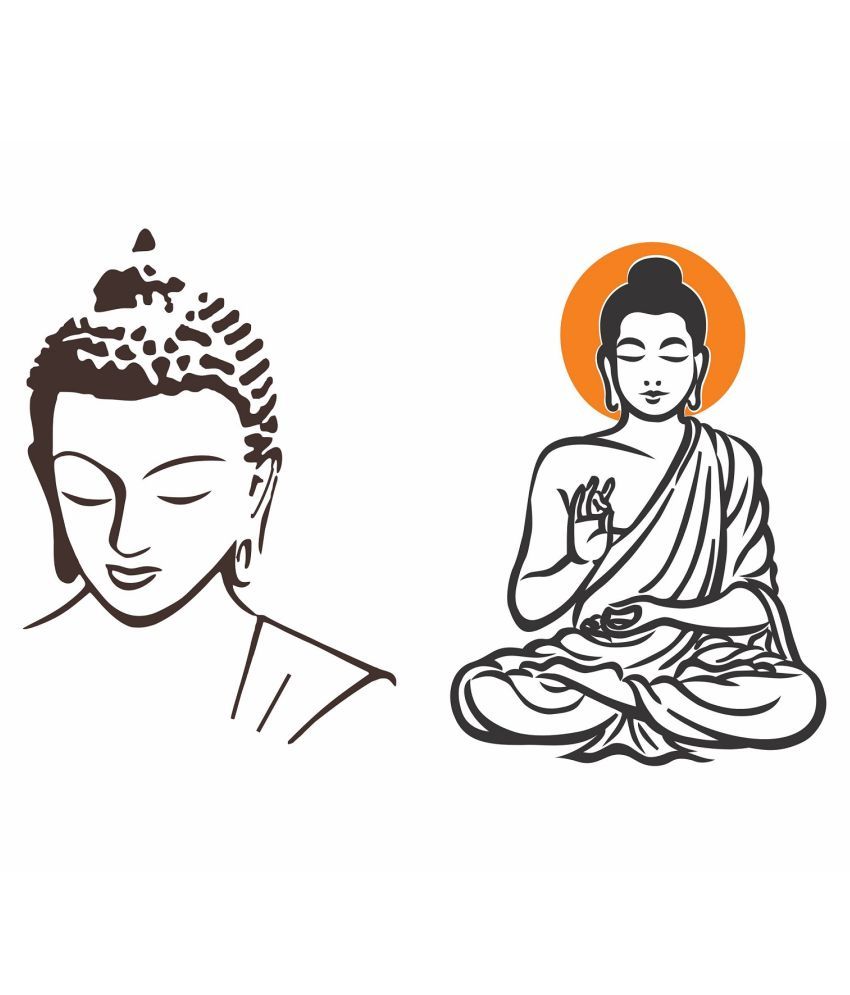     			Asmi Collection Meditating God Buddha - 2 Sets Wall Sticker ( 52 x 36 cms )