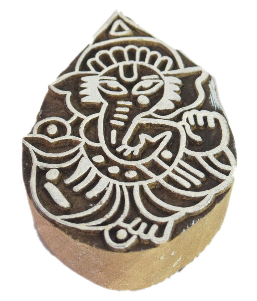 Ganesh Stamp Indian Wood Block Stamp Spiritual Block Stamp Carve