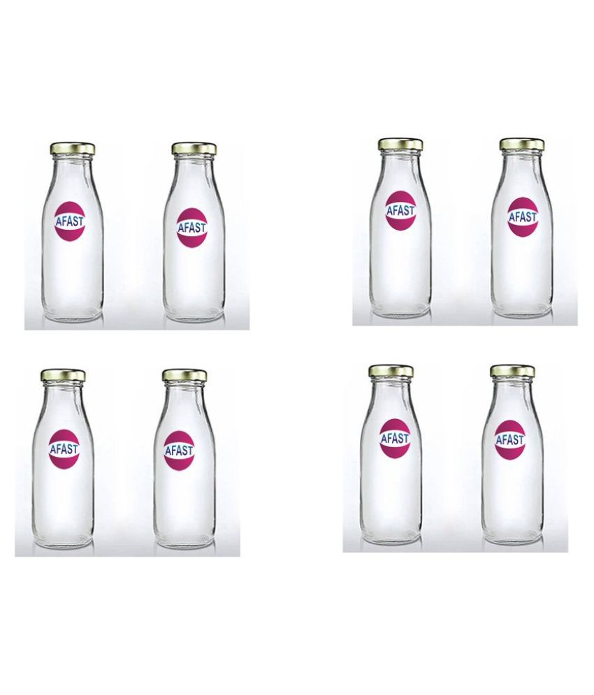     			Afast Glass Storage Bottle, Clear, Pack Of 8, 500 ml